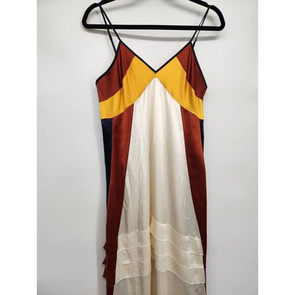 NWT Tory Burch Sasha Color-Block Silk Crepe De Chine Maxi Dress Sz 10 #2B502 - Picture 5 of 12